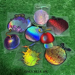 1PC Cool Street Anime-Style Holographic Devil Fruit Sticker For Skateboards/Car Tailgates/Makeup Mirrors/Backpacks Holographic fruit elements show street anime personality Car & Daily Trendy Item Anime Decor Car Decorative Sticker Sticker For Cars