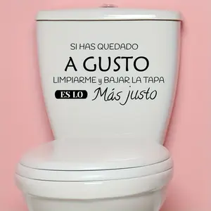 Creative Spanish Slogan Toilet Lid Sticker, Vinyl Bathroom Decor, Removable Wall Art, Home Decoration, Easy to Apply and Remove