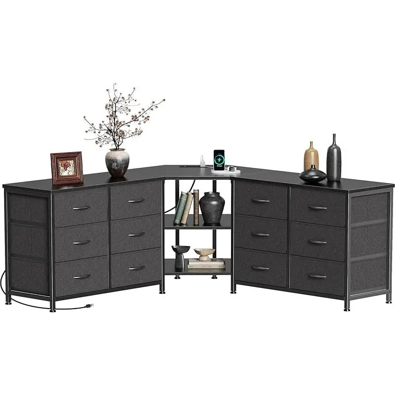 corner dresser for bedroom American Drew watching or TV gaming ambience LUMTOK 8 Drawers Corner Dresser