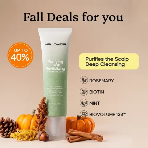 Halovida BIOVOLUME128, Biotin, Rosemary Mint Herbal Scalp Scrub Shampoo for Scalp Calming, Natural Volume Boosting, Deep Cleansing & Hair Refreshing All-in-One,Gentle,Paraben-Free, Gentle Formula, #backtoschool, 150g