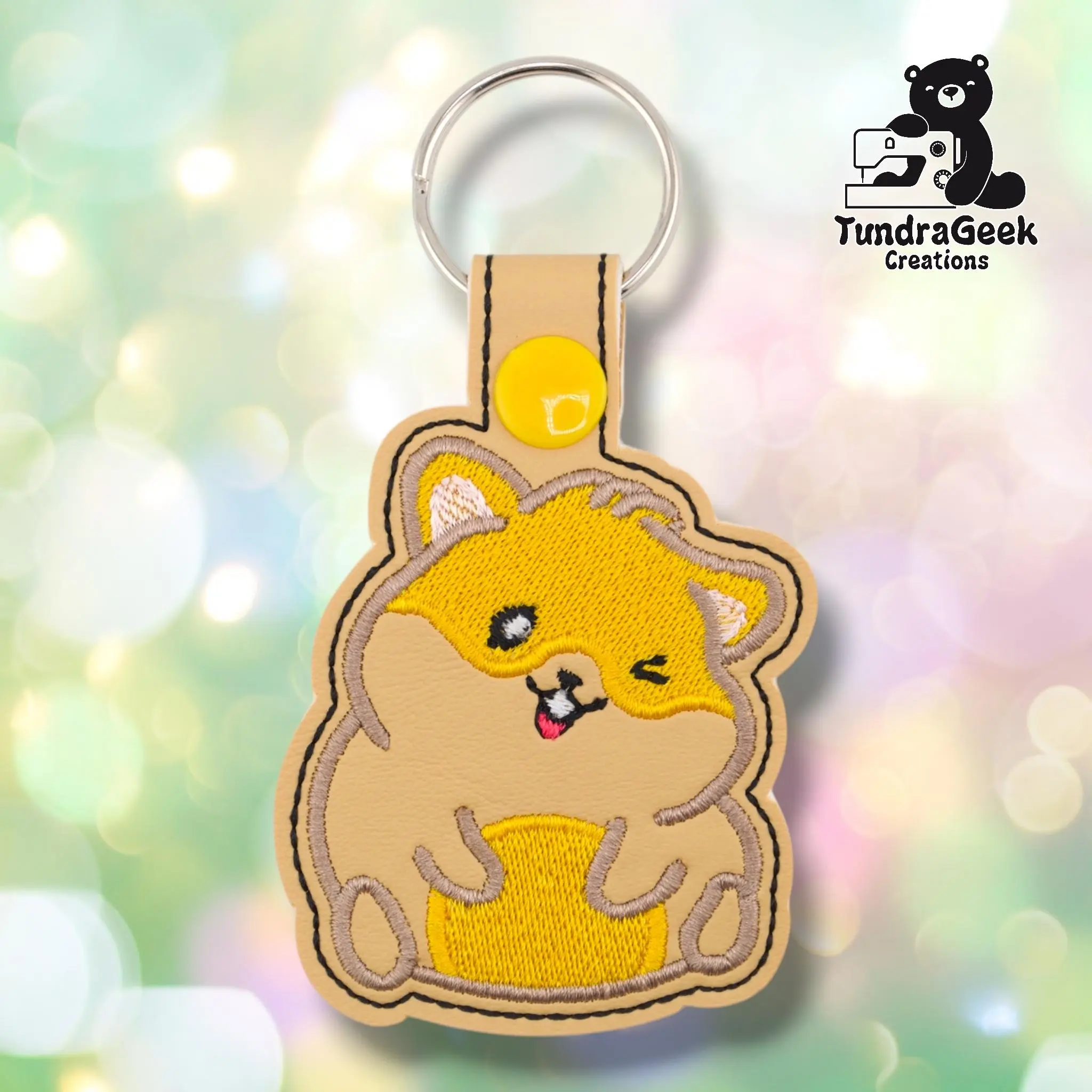 Hamster Keychain | Embroidered Faux Leather | Cute Hamster Gift | Handmade Keychain | Alaska Made