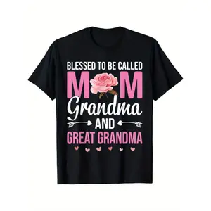 Blessed To Be Called Mom Grandma Great Grandma Soft Crew Neck Tee, Family Gift
