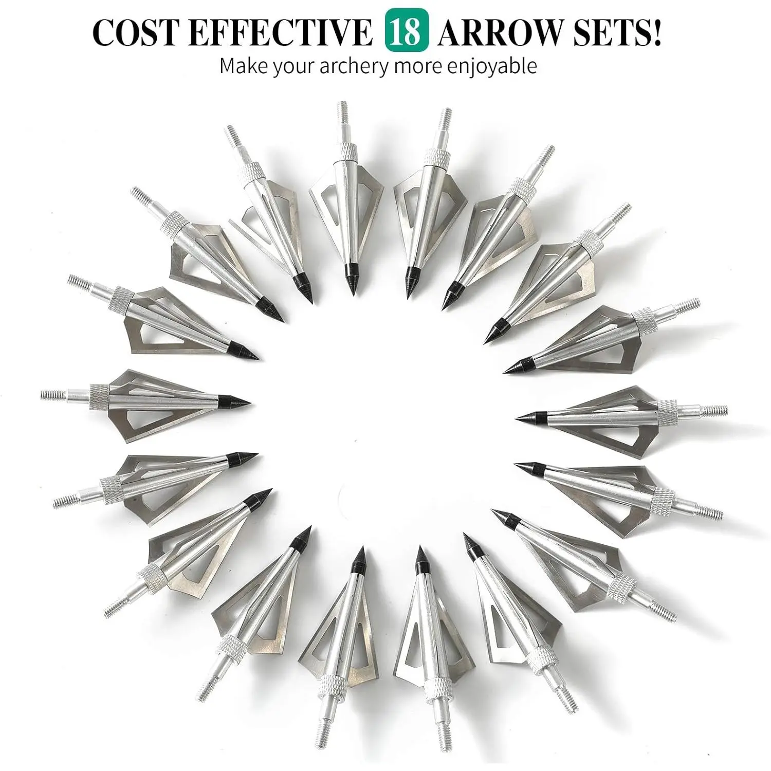 Hunting Broadheads 12 Pack with Carry Case - 100 & 125 Grain Stainless Steel 3-Blade Metal Arrow Tips, Compatible with Compound Bow and Crossbow for Archery Hunting Outdoors