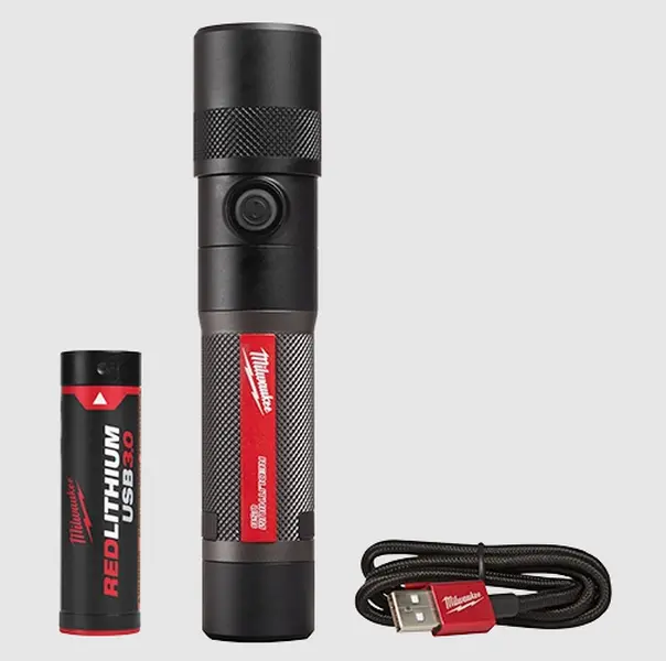 Milwaukee 2161-21 REDLITHIUM USB Rechargeable LED Flashlight, 1100L Trace Light, Adjustable Twist Focus, Compact Body Portable Lighting for Home Improvement