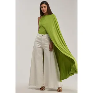 NOT YOURS CAPE BODYSUIT IN CHARTREUSE