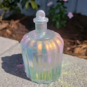 RESIN Clear Metallic White Jar with LIGHTS inside Trinket Jar storage handmade GIFT Decorative Shiny Ornaments Canister Organizer Bottles