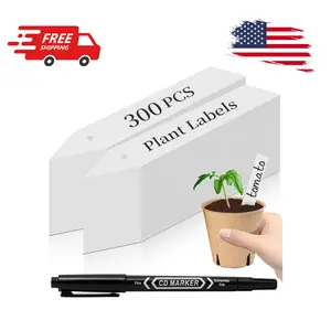 300Pcs 4" Plant Labels with Marker Pen, Waterproof Plastic Plant Tags