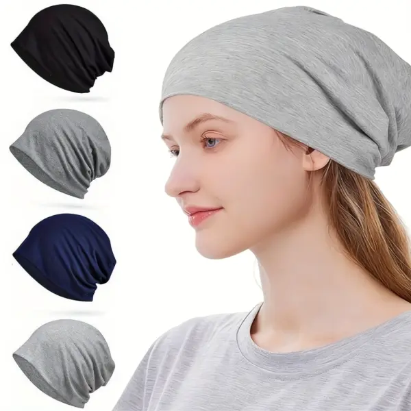 4 PCS Lightweight Slouchy Beanie for Men Women, Oversize Thin Cotton Skull Cap Chemo Cap Night Sleeping Hat for All Seasons