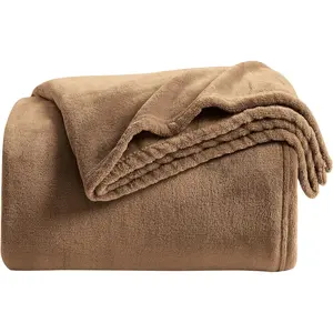 Brown Fleece Throw Blanket for Couch - Warm Cozy Soft Lightweight Blankets All Seasons Suitable 50 x 60 inches