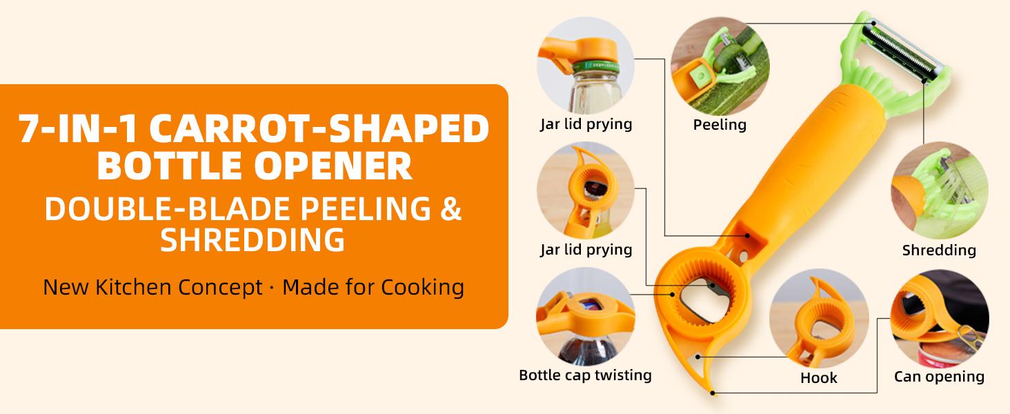 7 in 1 Multifunctional Fruit and Vegetable Peeler Can Opener Bottle Opener Double Blade Grater Kitchen Gadget