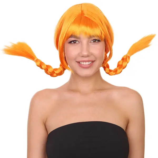 HPO Women's Bavarian Cosplay Wig, Braided Design with Premium Breathable Capless Cap - Pumpkin