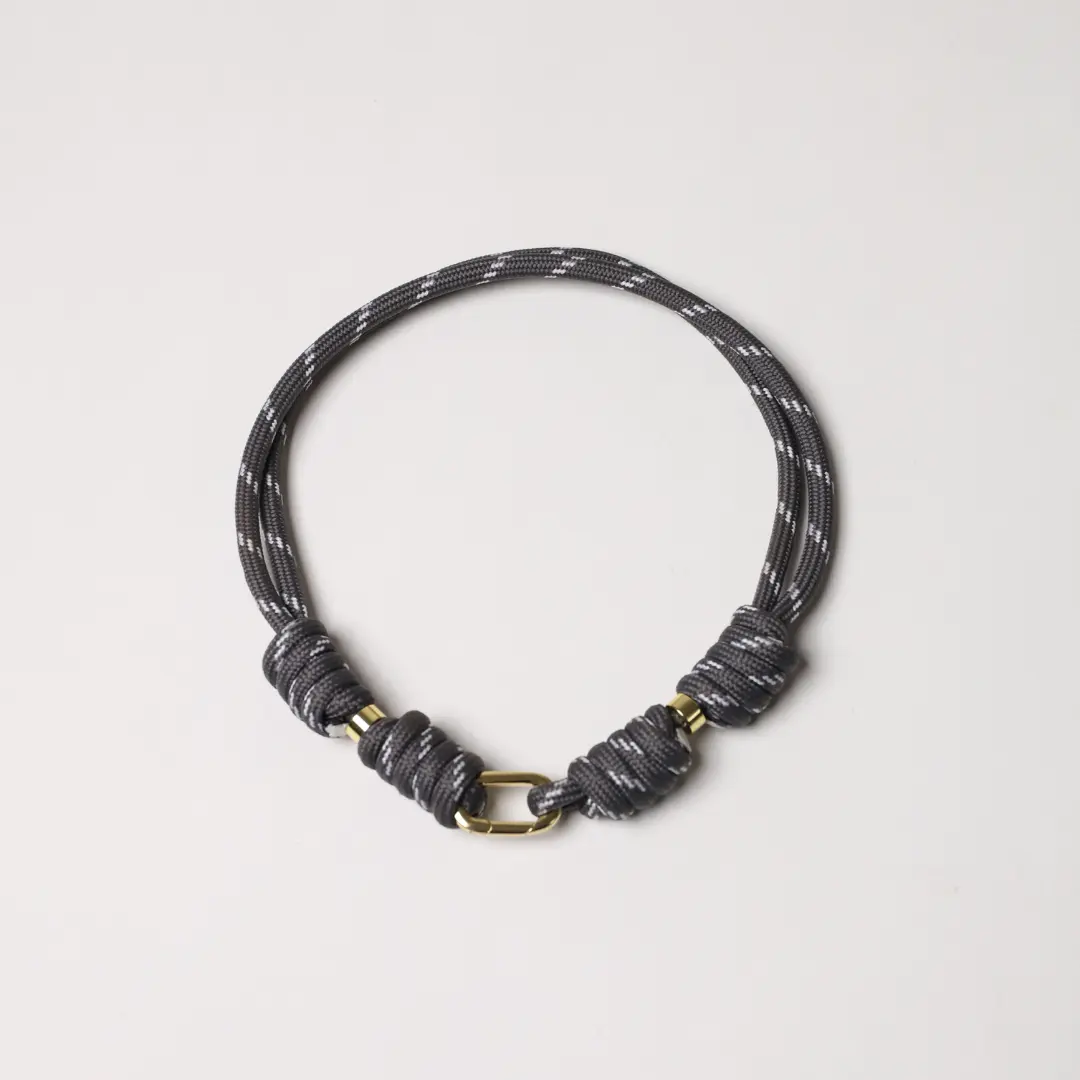 POP UPS X HANNAH B BOAT ROPE GREY NECKLACE WITH PAVE INITIAL