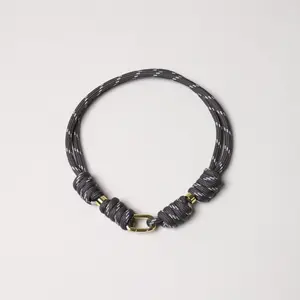 POP UPS X HANNAH B BOAT ROPE GREY NECKLACE WITH PAVE INITIAL