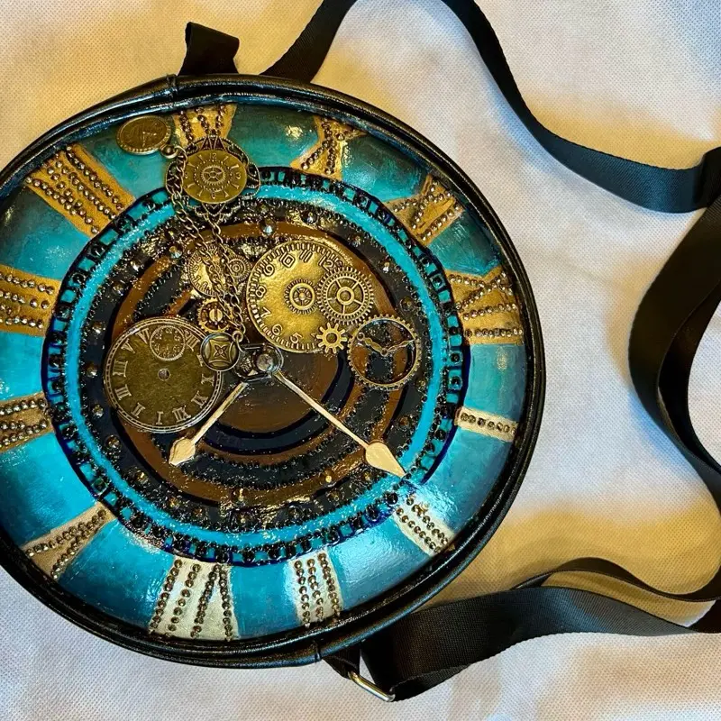 Steampunk Goggles with Turquoise Dial and Gold Gears for Unique Style