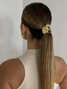 Women's Elegant Wave Cloud Metal Texture Hair Tie, Low Ponytail Clip, Alloy Headband, All Season Fashion Accessory