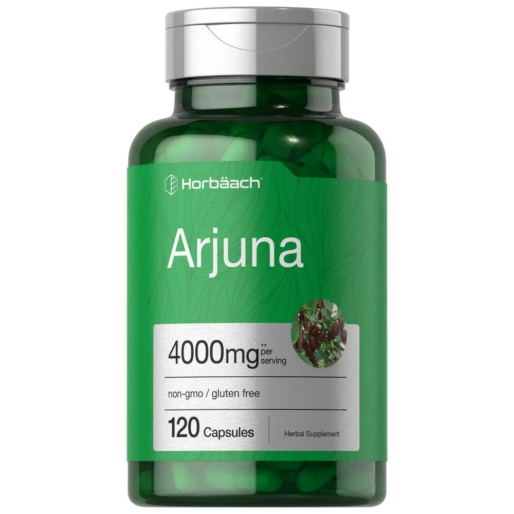 Horbaach Arjuna Capsules 4000mg | 120 Count | Non-GMO, Gluten Free | From Arjuna Bark Herb Extract