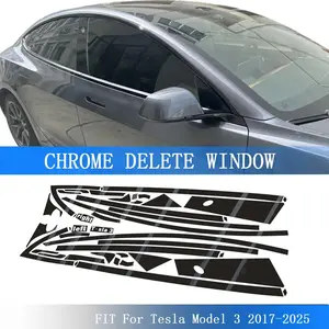 Glossy Black PVC Car Window Decorative Strip Sticker Car Decals For Tesla Model 3 2017-2025 sedan Exterior Protection Accessory