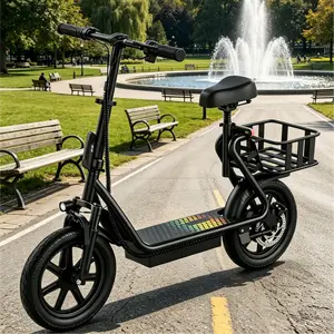 Electric Scooter – Rear Basket, 48V 22.5Ah Battery, 22MPH & 21-27 Miles Range, Adult Commuter with Extra Storage