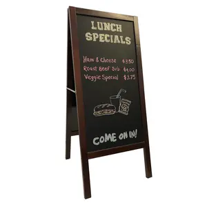 Bandle B. Sandwich Board Chalkboard Easel | A Frame Chalkboard Sign Outdoor or Indoor | Large 2 Sided Magnetic Chalkboard | A Frame Sign | 41” Tall, Heavy Duty, Mahogany Finish (Chalkboard)