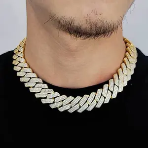 GAB 18MM CZ  Miami Cuban Necklace,Hgh Quality Chain Bracelet, For Men, Father’s Day Gift Wih Box