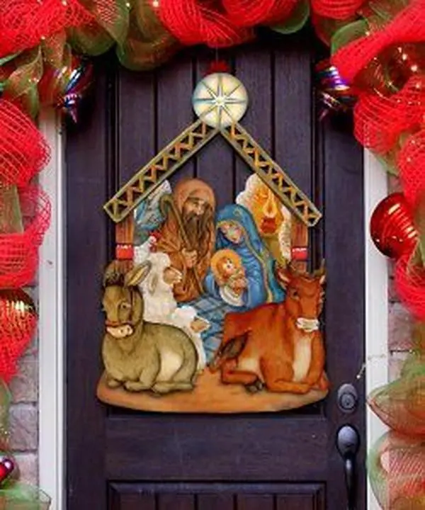 8114030 Nativity Wooden Christmas Ornament Set of 2