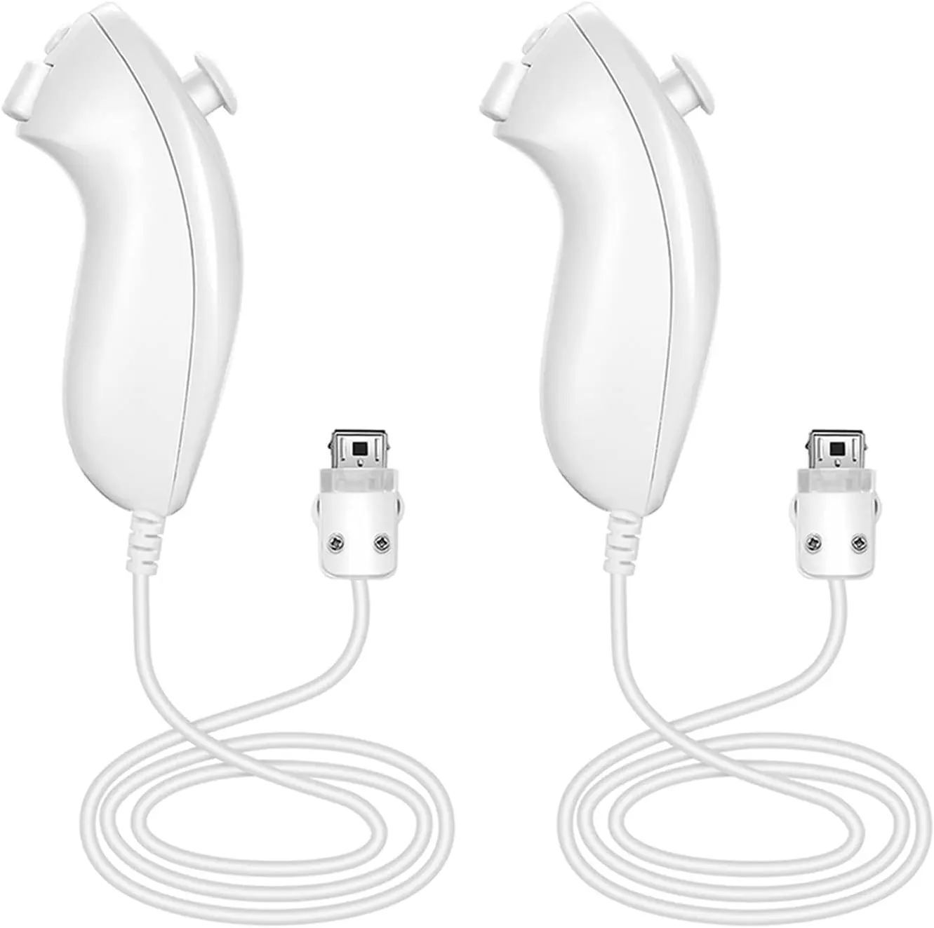 Nuhuck Controller Joystick Gamepad Replacement for wii Nuhuck Controller, Compatible with  Wii & Wii U Video  Gamepads. (White 2 count)