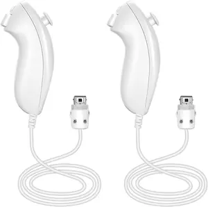 Nuhuck Controller Joystick Gamepad Replacement for wii Nuhuck Controller, Compatible with  Wii & Wii U Video  Gamepads. (White 2 count)