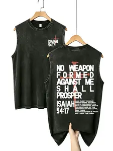 Men's Unisex Sleeveless Vintage Christian Tank Top - John 1:14 Script Print, Jesus Crown of Thorns Art, Premium Soft Cotton Blend, Oversized Relaxed Fit, Streetwear Distressed Gym Clothes, Love-Themed Faith-Based Vest, Easter Gift