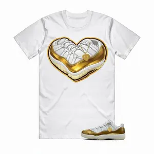 11 Metallic Gold Low White Team Dunk V Air Force T Shirt Match HEART