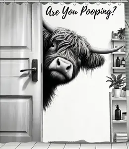 Hilarious "Are You Pooping?" Peeking Animal Shower Curtains (Highland Cow & Donkey) | The Ultimate Bathroom Prank Gag Gift!