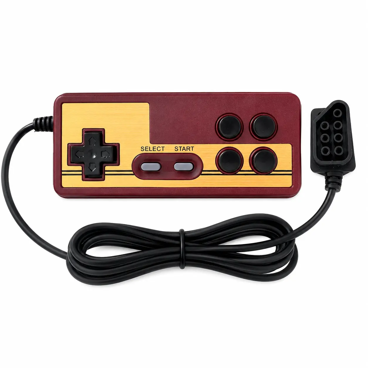 Retro 7-Pin Wired Vintage Game Remote Controller, Long-Cable Accessory for Old-School Gaming Devices, Retro Emulator System Compatible with Integrated Port & Buttons