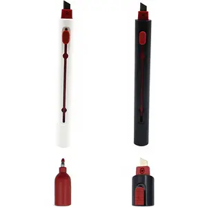 2 Pcs 2-in-1 Multifunctional Gel Pen Knife Retractable Blade & Pen Portable Safety Box Cutter Cutting Paper Writing Tools White Black