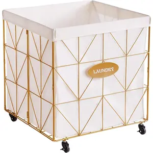 Laundry Hamper,Collapsible Laundry Basket Large Capacity Metal Laundry Hamper with Removable Liner, Rolling Wheels and Collapsible Design for Clothes Storage and Organization (210L )