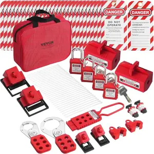 VEVOR 42 PCS Lockout Tagout Kits, Electrical Safety Loto Kit Includes Padlocks, 5 Kinds of Lockouts, Hasps, Tags Ties, Box, Lockout Safety Tools for Electrical Risk Removal in Industrial, MachineryVEVOR Super Brand Day