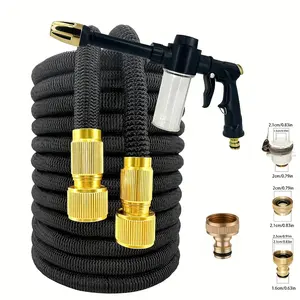 High Pressure Garden Water Valve with Dual Metal Connectors, Magic Flexible Hose for Vehicle Washing & Farm Garden Irrigation, 25-150 Feet Range