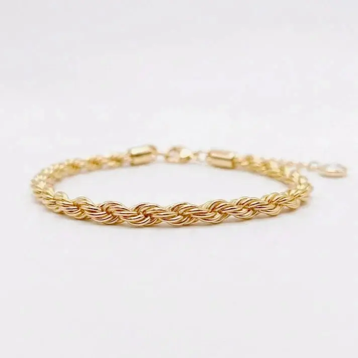 Minimalist Rope Chain Bracelet for Men Premium Stainless Steel Twisted Curb Link Wristband Waterproof Tarnish-Free Everyday Stackable Layering Cuff