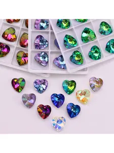 Glass Crystal Beads AB Color Rainbow Color Peach Heart Glass Crystal Beads For Necklace Pendant Jewelry DIY Bracelet Material