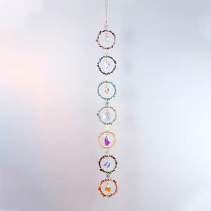 Crystal Sun Catcher, 7 Chakra Suncatchers with Colorful Stone, Handmade Rainbow Maker   Whimsical Home Decor  for Window Bedroom Courtyard Garden whimsical home decor