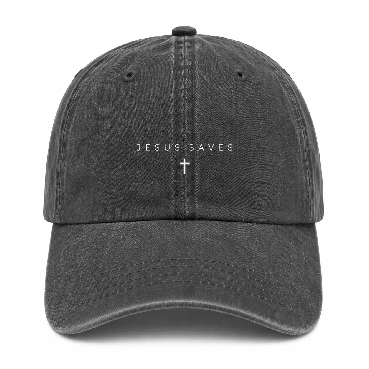 Vintage Washed Cotton Dad Hat, Christian "Jesus Saves" Graphic, Unisex Adjustable Low-Profile Cap with Sun Protective Brim, Cotton Caps, Engagement, Anniversary, Memorial Day, Ceremony, Low-Profile Crown, Unisex Fit, Jesus Saves Slogan, Everyday Wear, Aus
