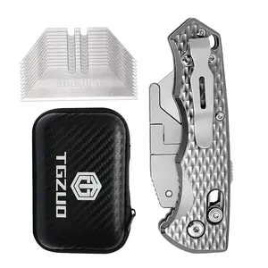 TGZUO V1 Folding Utility Knife with 10pcs Blades, Quick Change Blade, EDC Pocket Clip, for Men and Women