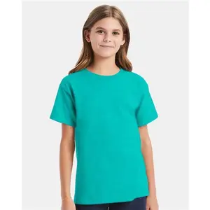 Custom Embroidered - Hanes - Youth Essential-T T-Shirt - Athletic Teal - 5480