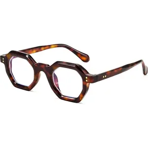 FEISEDY Retro Octagon Blue Light Glasses for Women Men Vintage Polygon Anti Glare Eyeglasses B0102