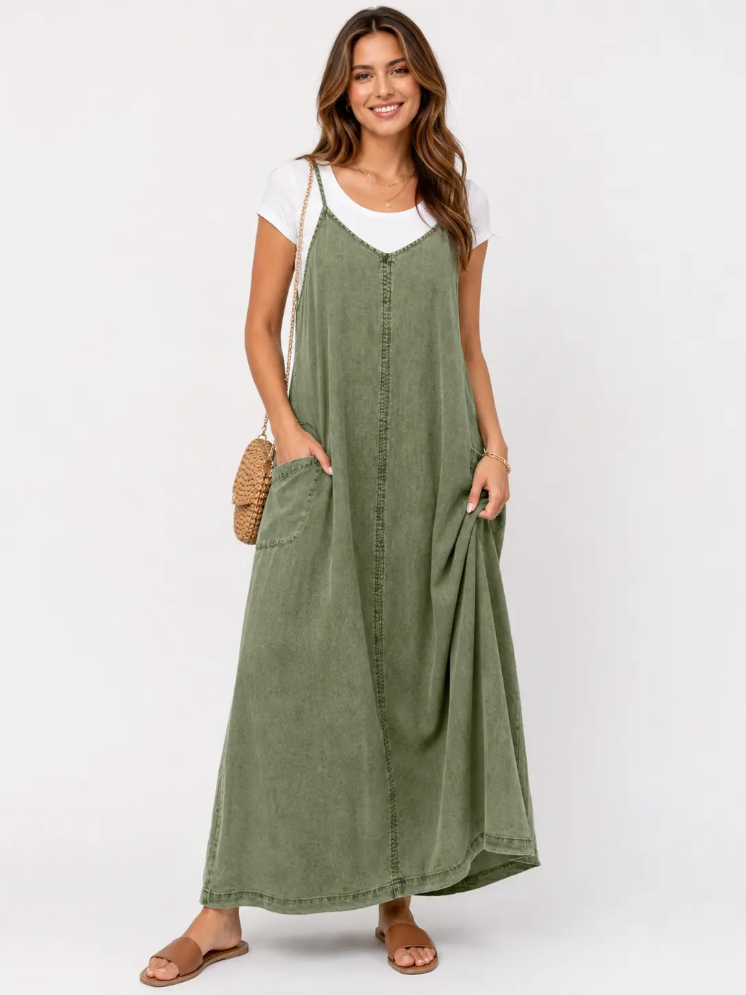 New Women's Denim Maxi Jumper Dress