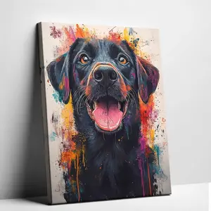 Personalized Watercolor Pet Canvas Print - Colorful Splash Art Custom Dog Cat Portrait from Photo, Frameless Wall Decor Poster, Unique Birthday & Memorial Gift