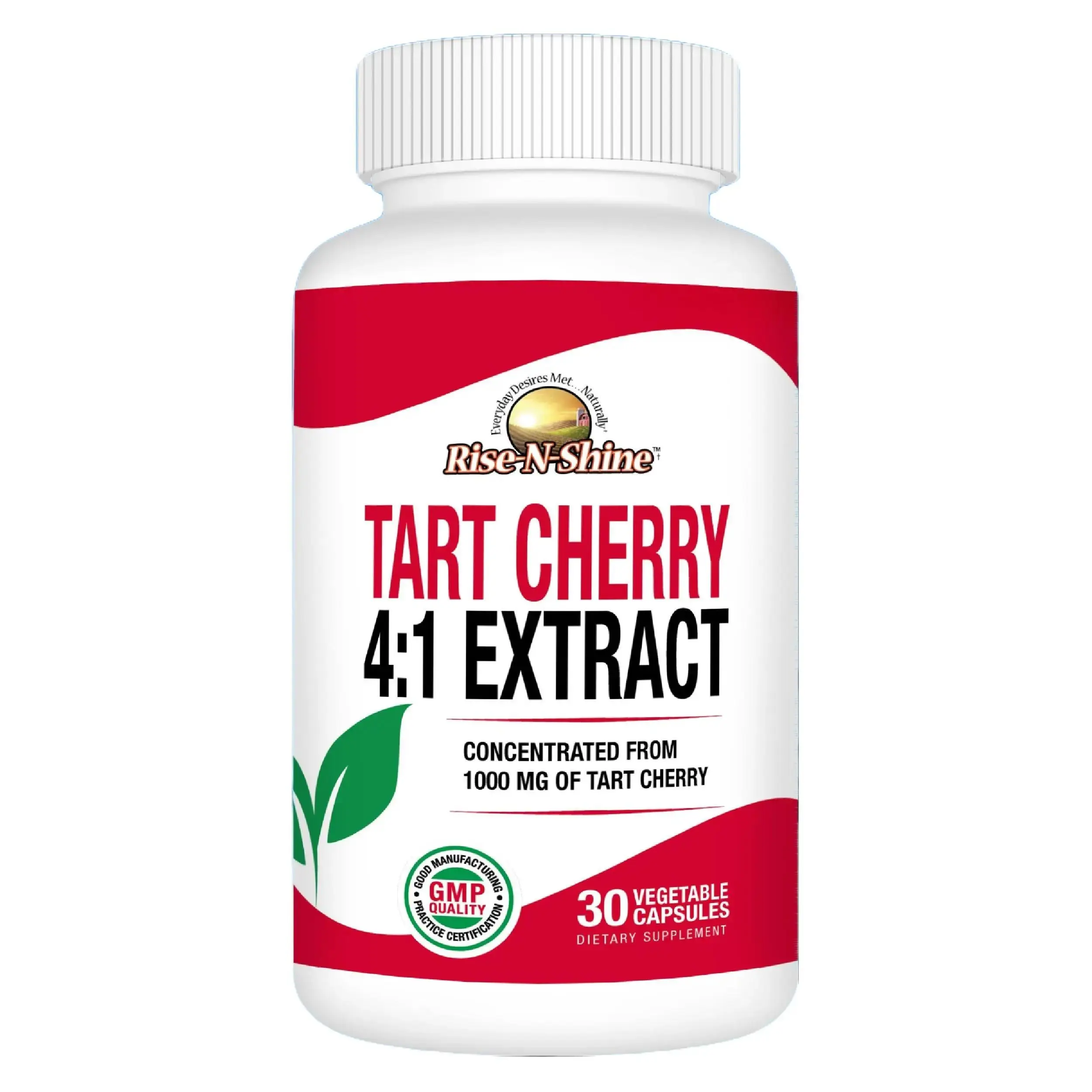 Rise-N-Shine Tart Cherry 4:1 Extract – 1000mg Fresh Tart Cherry in Every Capsule
