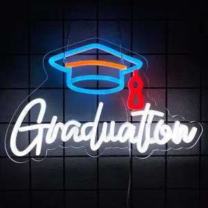Graduation LED Neon Signs, USB Powered Graduation Cap Neon Light, LED Neon Lights Sign for Graduation Party, Congrats Sign for Prom, Graduation Backdrop
