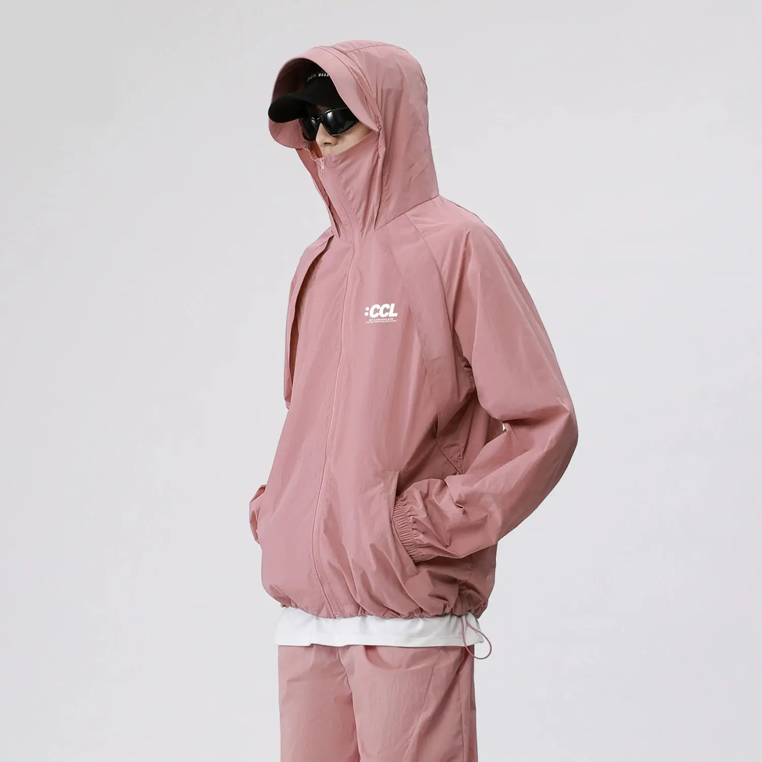 Outdoor ice silk hooded sun protection jacket for men, light and breathable UPF50 quick-drying coat in summer