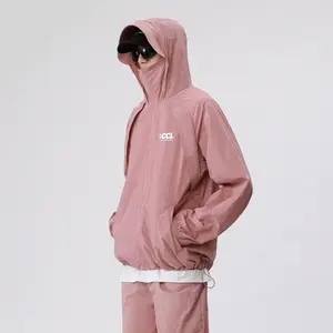 Outdoor ice silk hooded sun protection jacket for men, light and breathable UPF50 quick-drying coat in summer