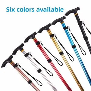 Tourist climbing cane cane Outdoor folding hiking stick Five-section retractable elderly cane Hiking stick