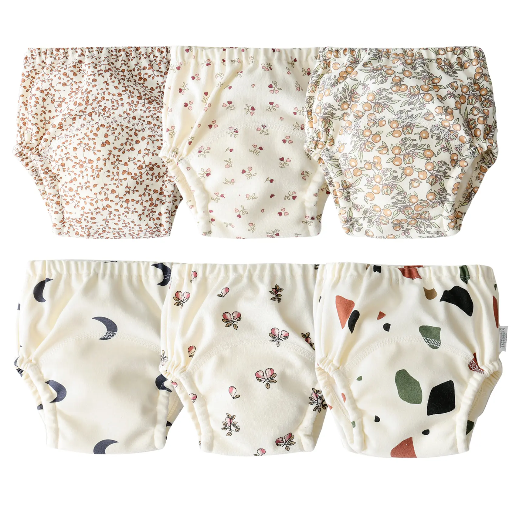 6-Pack Reusable Cotton Training Pants Breathable Unisex Potty Toddler Underpants Super Soft Kids Waterproof Underwear Cute Training Pants